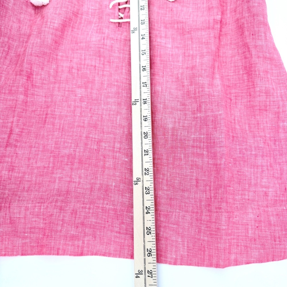 Tommy Bahama Tunic Women Size M Coral Pink 100% Linen Lace Up Tassel Top - Picture 10 of 10